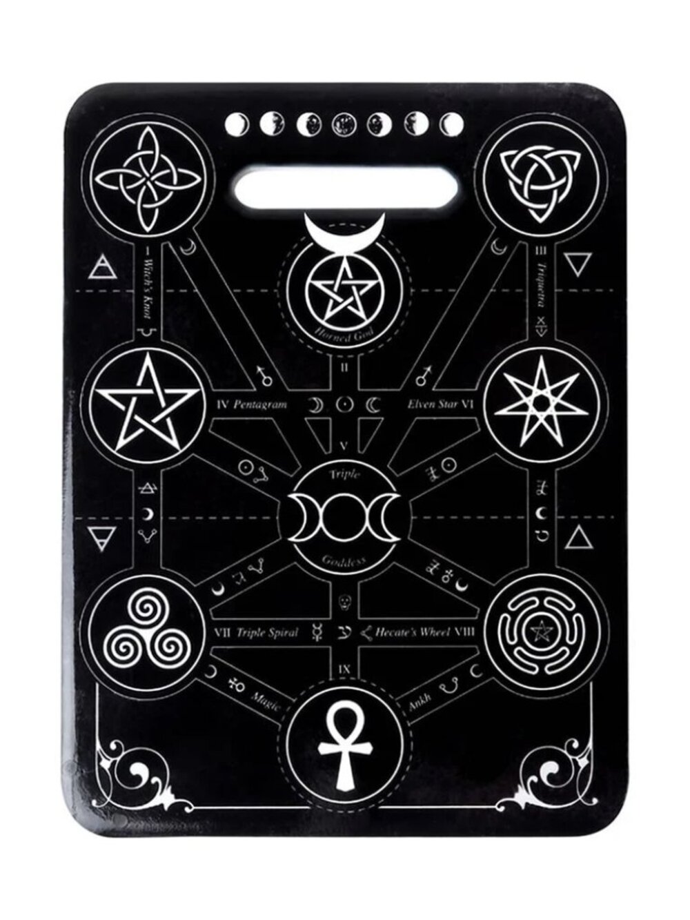 Alchemy Gothic Black Ceramic Magic Symbols Trivet Cutting Board 8X6" Wicca Pagan